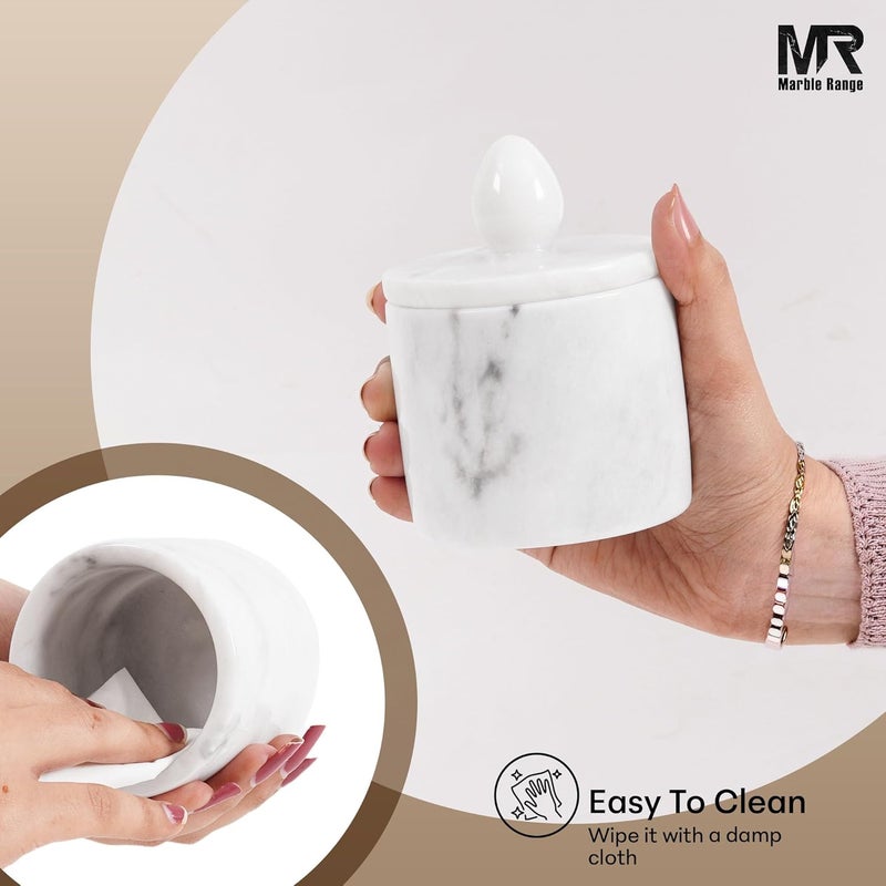 MARBLE RANGE Marble Salt Cellar with Lid and tray 4 Inch White Handmade Salt Container, Set of 2 Seasoning Jars, Spice Storage Containers for Kitchen Countertop, Sugar Bowl - Image 2